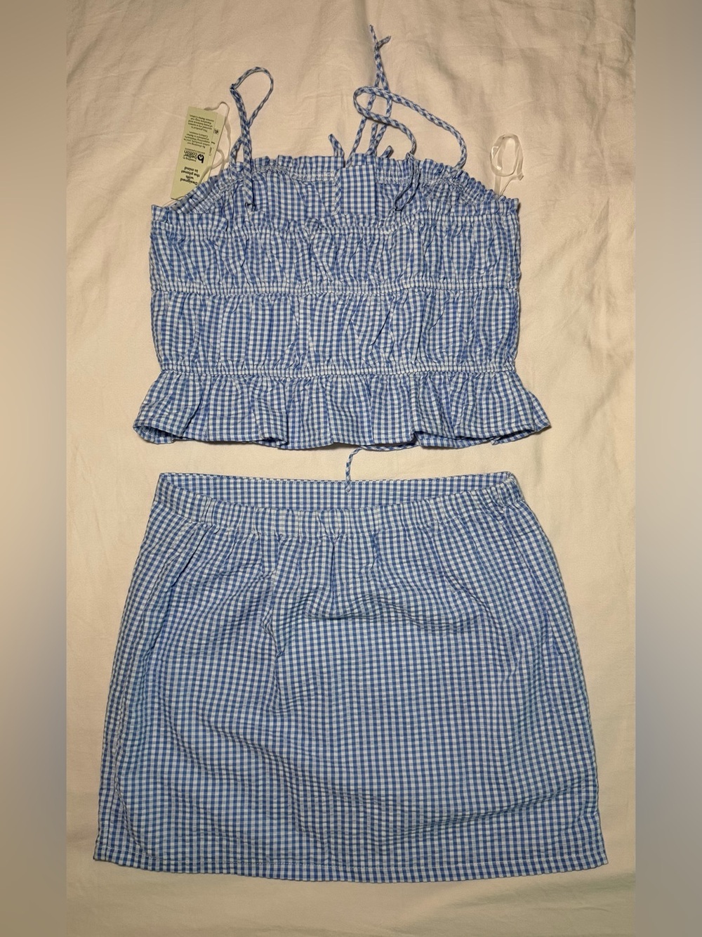 No Boundaries Blue White Gingham Two-Piece Skirt Set - Picture 2 of 4